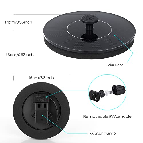 Mademax 1W Solar Bird Bath Fountain Pump, Solar Fountain, Free Standing Floating Solar Powered Water Fountain Pump for Bird Bath, Garden, Pond, Pool, Outdoor