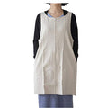 Cotton Linen Japanese Apron Halter Cross Back Bandage X Shape Aprons Two Pockets - color: Beige