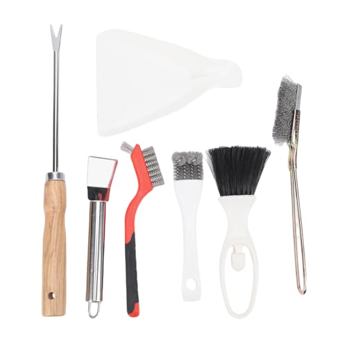 Asixxsix Bird Cage Cleaning Tools Set, 6PCS Stainless Steel Brush Poop Remover Scraper Tool with Gloves for Small Animal Cage, Kitchen BBQ Cleaning