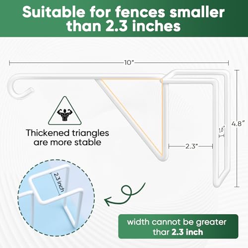 4 Pack Vinyl Fence Hooks, Heavy Duty Durable White Fence Plant Hangers for Outdoor, Over The Fence Hooks, Patio Hooks for Hanging Plants, Flower Baskets, Bird feeders, Lights, Pool Equipment - color: White
