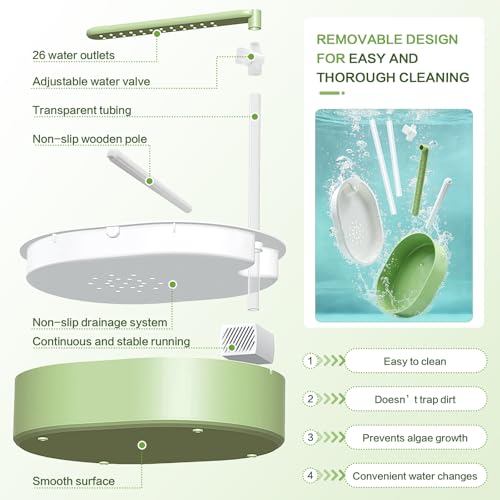 Automatic Bird Bath with Quiet Pump,Parakeet Bird Bathtub for Cage with Adjustable Shower Head & Water Flow Valve,Large Bird Baths Detachable for Easier Cleaning,BPA-Free