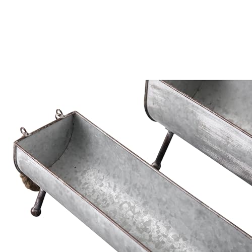 SOFE Poultry Feeder Galvanized Metal Chicken Feeder Set of 2 | Farmhouse Chicken Picnic Table Feeder, Chicken Planter, Decorative Galvanized Tray Trough Shaped, 15 and 13 Inches Long