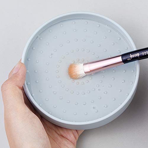 Jessup Silicone Makeup Brush Cleaner Mat with Color Removal Sponge A005 | Durable Silicone Design, Wet & Dry Cleaning, Gently Removes Powder, Preserves Brush Shape, Portable for Travel and Daily Use - color: Sachet Pink