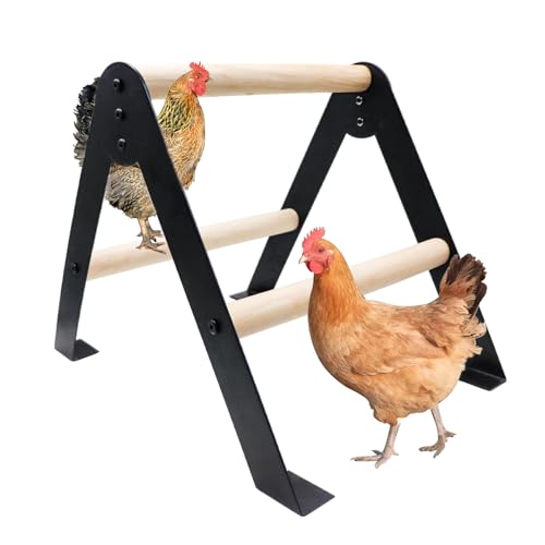 Chicken Roosting Bars, Wooden Perch with Metal Stand, Roosting Bars for Coop, Coop Accessories, Chicken Enrichment Toys