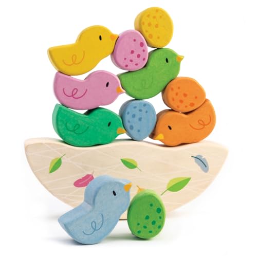 Tender Leaf Toys - Rocking Baby Birds - 12 Piece Balance Toy - STEM Toy - Early Learning to Develop Strategic Thinking and Fine Motor Skills - Wooden Toy Stacker & Balance Educational Game - Age 18m+