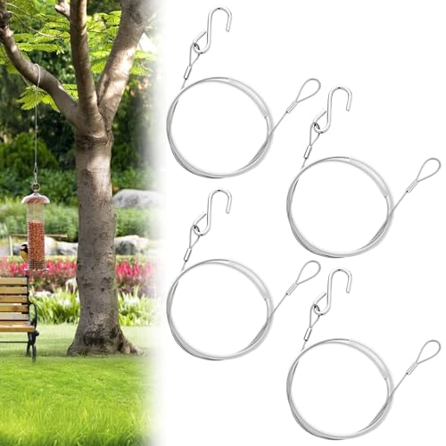4pcs Bird Feeder Hanger for Tree with S-Hook Hanging Cable Tree Limb Protector with Silicone Sleeve Flexible Stainless Steel Cable for Heavy Bird Feeders, Plants, Baths (30inch) - size: 30Inch