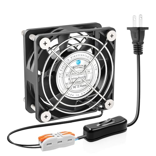 70mm EC Brushless Fan,Dual Ball Bearing,70x70x25mm AC 110V 120V 220V 240V Axial Cooling Fan with AC Powered ON/Off Switch for DIY Cooling, Box, Cabinet, Exhaust Chassis - size: 70mmx25mm Axial
