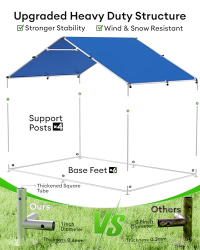 BUCATSTATE 6.6FT x 9.8FT x 6.6FT Metal Chicken Coop, Heavy-Duty Outdoor Poultry Cage with Run & Thick PE Waterproof Cover, Predator-Proof Chicken Run with Dual Lock Doors for 9-13 Hens