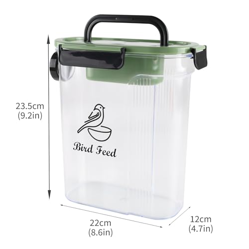 Bird Food Container,Pet Food Storage Bin with Side Pouring Spout and Handle,4lb Bird Seed Storage Container,Airtight BPA Free Portable BirdSeed Storages for Outside Feeders Container Holder