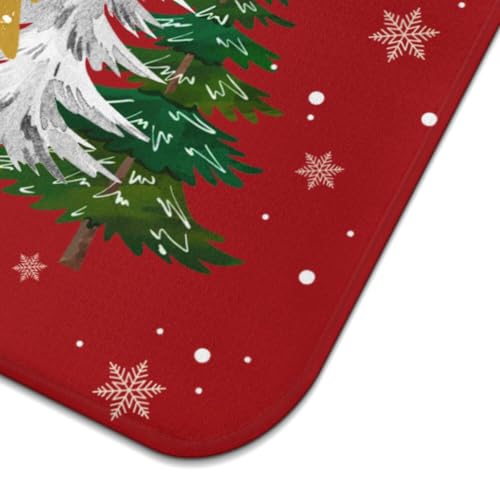 Christmas Kitchen Countertop Dish Drying Mat, Red Christmas Tree Snowflake Pattern Microfiber Kitchen Drying Mat, Washable Absorbent Countertop Xmas Winter Holiday Dish Mat Drainer,18x24Inch - color: christmas, size: 18" x 24"