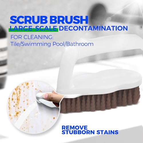 Holikme 7 Pack Cleaning Brush Scrub Brush Kitchen Brush for Floor,Brown | Deep Cleaning Brush Set, Scrub Pads with Scraper Tip for Pool Walls, Bathroom, Grout, Floor, Bike, Tub, Shower - color: Brown