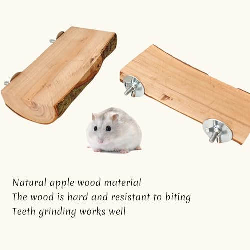 2Pcs Hamster Ledges Wooden Platform 2.6 x 6 Inch Rat Climb Platform Shelf Bird Perch Stand Toys Cage Accessories for Rat Gerbil Suger Glider - size: 6 × 2.6''