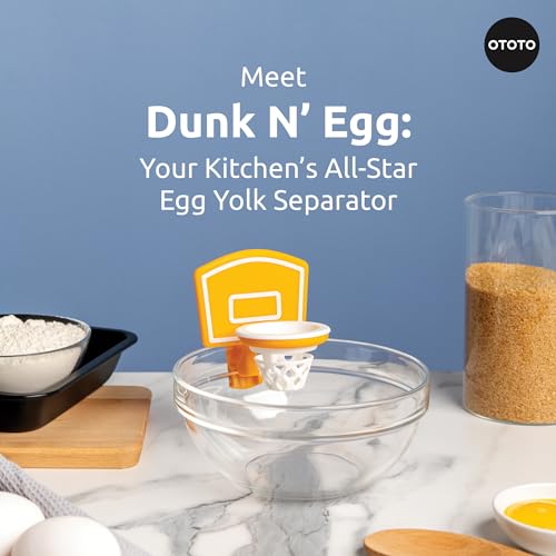 OTOTO Dunk N' Egg Yolk Separator Funny, Unique Kitchen Gadgets, Kitchen Accessories, Unique Cooking Gifts, Basketball Stuff - color: White and Orange