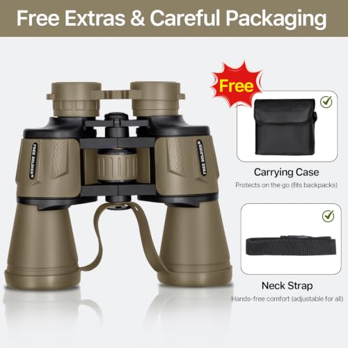 FREE SOLDIER 20x50 High Powered Binoculars for Adults, Mud | With Bak4 Prism Fmc Lens, Lightweight, Portable, Waterproof, Fog-Proof, For Bird Watching, Hunting, Hiking, Concerts, Travel - color: Mud