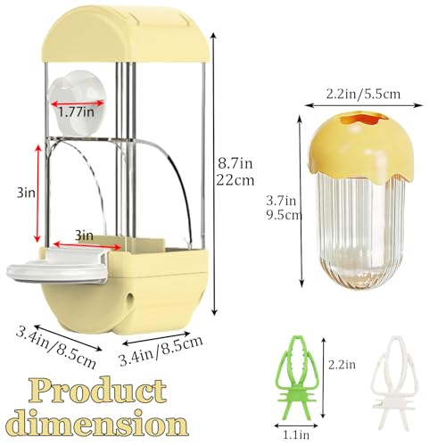 Automatic Bird Cage Feeder No Mess Bird Feeding Station Parrot Vegetable Holder Fruit Clips for Parakeet Cockatoo Canary Lovebirds Budgie (Yellow) - color: Yellow