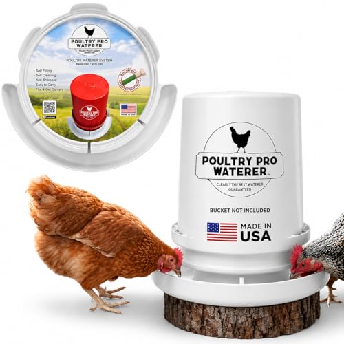 Poultry Pro Chicken Waterer for 5 Gallon Bucket, (Bucket Not Included) | As Seen on Shark Tank, Hands-Free Gravity Fed Water for Chickens, Ducks & Small Birds, Poultry Waterer, Chicken Water Feeder
