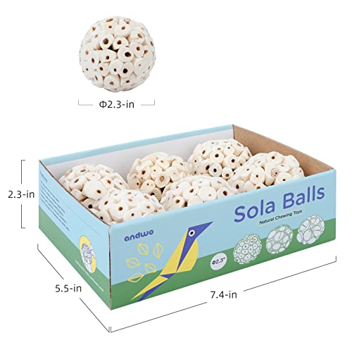 andwe Bird Toy Sola Ball Chew Shredding Toy, Pack of 6 | Fun & Easy to Shred, Natural Soft Foraging Ball For Cockatiel Conure Quaker Parrot Budgie Parakeet - size: Style 1 (Pack of 6)