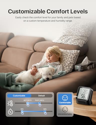X-Sense WiFi Thermometer Indoor Hygrometer, Digital Temperature Sensor with App Notification Alerts, Temperature Humidity for Room, Data Storage Export at No Charge, 3 Sensors & 1 Base Station, Black | LCD Digital Sensors Track Temp and Humidity with App
