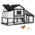 GUTINNEEN Chicken Coop with Wheels,Outdoor Hen House with Waterproof Asphalt Roof, Wooden Poultry Enclosure with Easy-Clean Slide-Out Tray,Poultry Cage with Nesting Boxes for Duck Rabbit Chicken-Black - size: 67.3"L x 26.0"W x 39.4"H