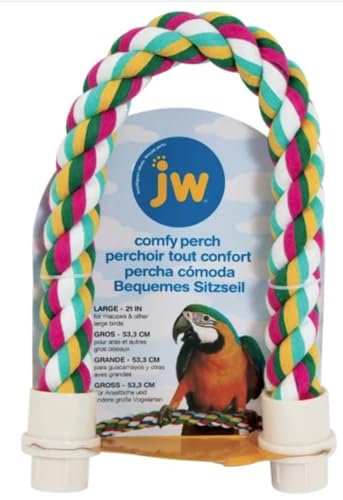 JW Pet Comfy Perch For Birds Flexible Multi-color Rope, Large - 21" Length - size: Large, style: 21"