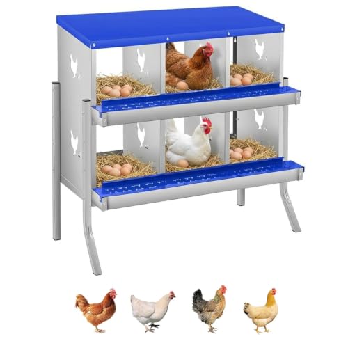 Garvee Nesting Boxes for Chickens, 6 Compartments Chicken Nesting Box with Legs - color: Blue