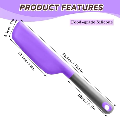 Silicone Omelette Spatula Turner, Flip Fold Omelet Turner, 13Inch | Flexible Egg Flip Tool for Non-stick Pans, Heat Resistant omelette flipper for Kitchen Omelet Pancake Crepes - color: Purple-Narrow