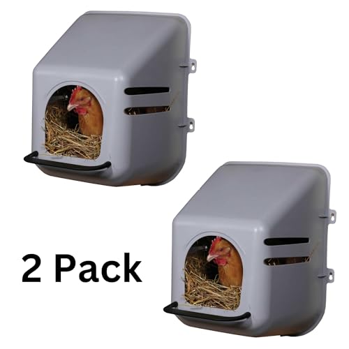 Miller 2 Pack of Large Wall Mount Egg Nesting NEST Boxes with Perch for Chicken COOP Hen House Poultry