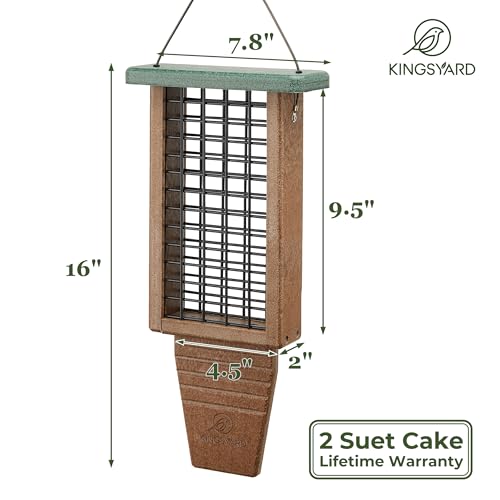 Kingsyard 2 Pack Double Tail-Prop Suet Bird Feeder | Recycled Poly Lumber Suet feeder, Sturdy & Durable, Outside Hanging, Great for Woodpecker & Clinging Birds, Blue - color: Blue