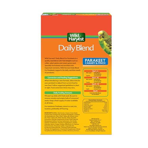 Wild Harvest Daily Blend for Parakeet, Canary, Finch & Small Birds, 2 Pounds - size: 2 Pound (Pack of 1)