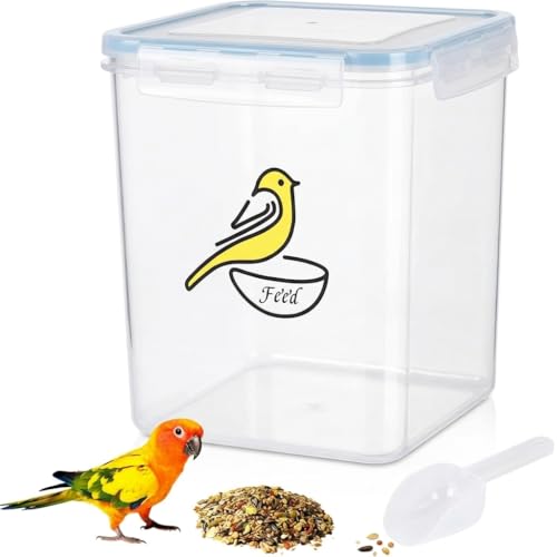 Bird Seed Storage Container,5.49Qt/5.2L Airtight Bird Food Container,Birds Seeds Containers with Scoop,Pet Food Storage Containers for Wild Birds Seeds Dispenser |Storing Sunflower Seed|BPA Free-Blue
