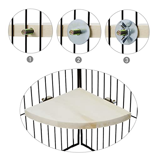 Wontee Bird Perch Stand 2 Pack Wooden Platform Corner Ledge for Budgies Cockatiels Conures African Greys Rats Gerbils Chinchillas Squirrels (S (5.1"x5.1")