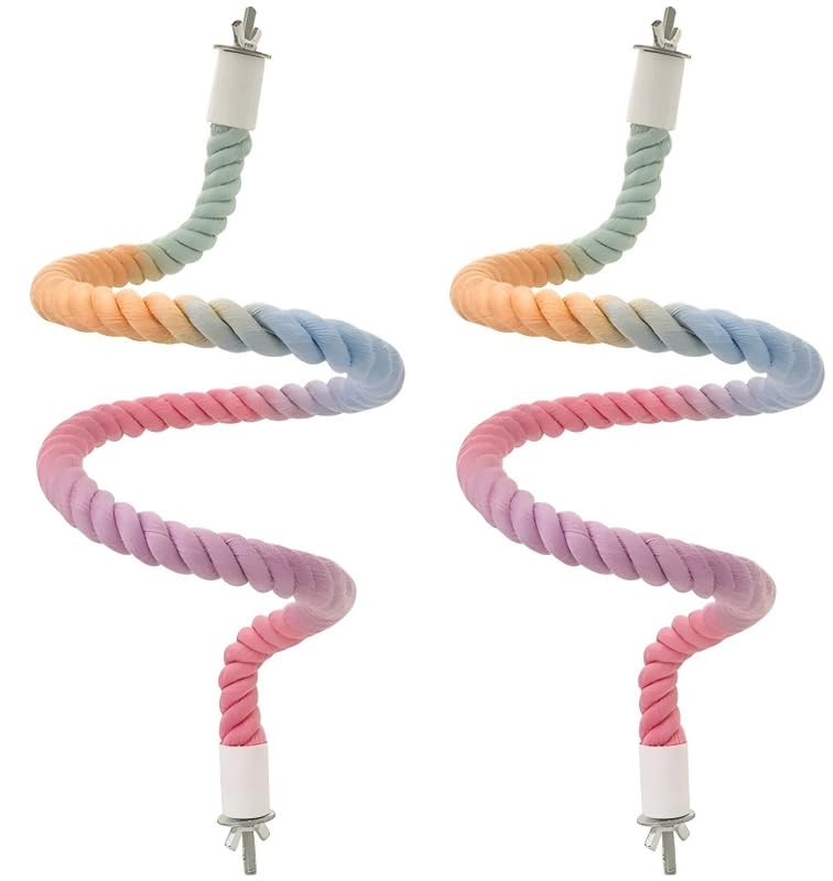 2Pcs Rope Perches for Bird Cages, Rope Perch for Parrots, Cockatiels & Parakeets, Bird Cage Accessories(L) - size: L(2pcs)