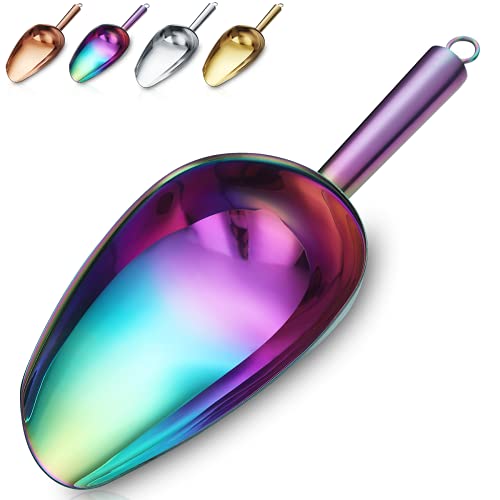 Rainbow Ice Cream Scoop - Premium Stainless Steel for Cookie, Dog Food, Flour, Candy - Dishwasher Safe (8oz/9 Inch) - color: 2. Rainbow