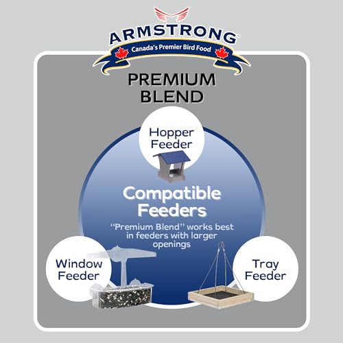 Armstrong Wild Bird Food Premium Blend, 30.8 Pounds - with White Millet, Black Oil Sunflower, Wheat, Peanuts, Striped Sunflower and Safflower for Northern Cardinals and Black-Capped Chickadees - size: 30.8 Pound (Pack of 1)