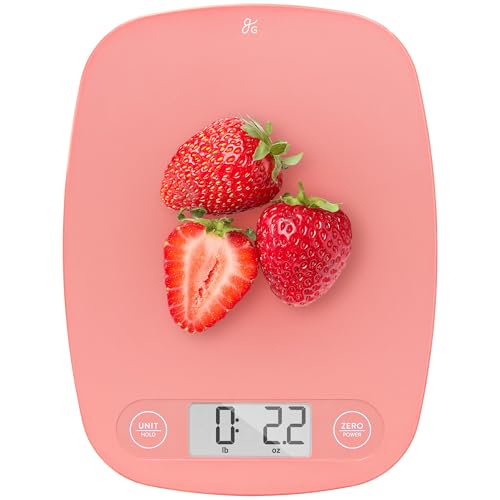 Greater Goods Food Scale, Slim & Compact Build, 1g Precision (Coral Pink) | Digital Kitchen Scale for Cooking, Meal Prep & Portion Control, Tare, Auto Shut-Off, g/oz/lb/ml Conversion & Calorie Tracking - color: Coral Pink
