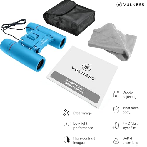 VULNESS Binoculars for Adults, Small Mini Travel Essentials, 8X21, Blue | Compact Binoculars for Camping, Cruise Ship, Hiking Gear, Bird Watching, Norwegian, Alaska, Costa Rica, Must Haves, Gifts - color: Blue