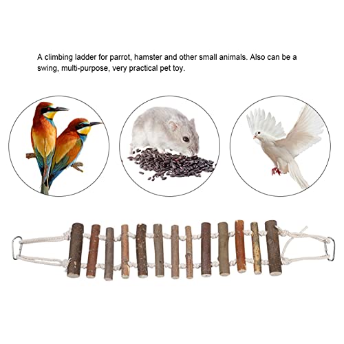 Bird Ladder, Rope Bridge, Rope Ladder, Wood Ladders Swing Toy, Pet Chewing Toys, for Pet Bird, Hamster, Parrots, 24 X 3.9 Inch