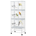 74 Inch Large Bird Cage, Large Flight Aviary with 3 Dividable Compartments for Parakeets Cockatiels Conures Finches, Heavy Duty Breeder Cage with Slide Out Trays for Multi Bird Homes, White - color: White