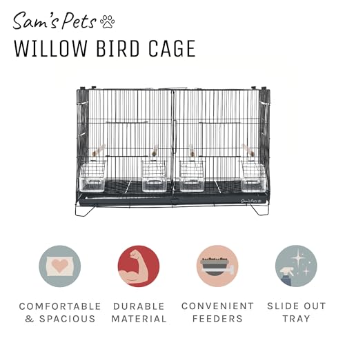 Sam's Pets Willow 24" Bird Cage, Black - Premium Iron, Spacious, Easy-to-Clean, 4-6 Birds, Ideal for Cockatiels, Parrots, Budgies - color: Black