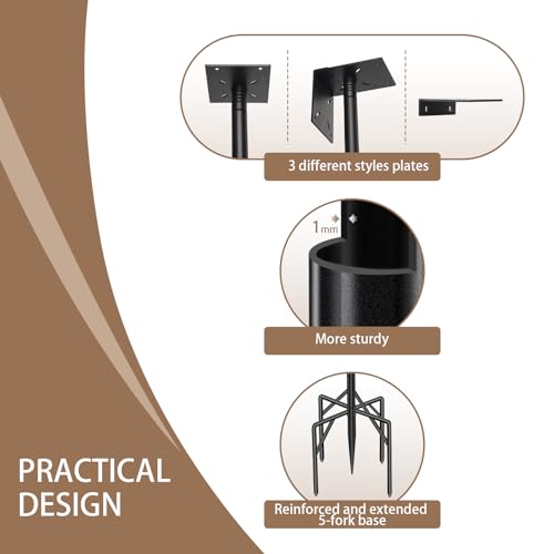 108" Heavy Duty Birdhouse Pole Stand, 1" Dia Outdoor Mounting Kit | Extra tall 1 inch rustproof pole with 5-prong base and dual platforms sturdy support for outdoor weather station & bird house - size: 108 Inch-No Baffle