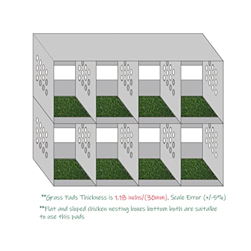 KuGuo Chicken Nesting Box Pads, 6 Pack, 12 x 12 in, 0.78 in Thickness | Soft, washable synthetic turf cushions eggs, drains quickly and helps keep nesting boxes cleaner for hens and small pets