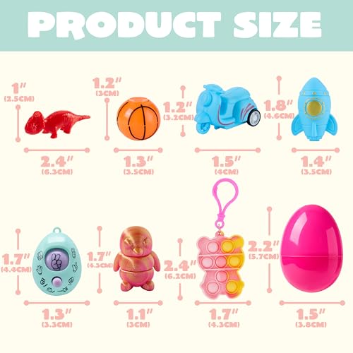 JJOYIN 24 Pcs Prefilled Easter Eggs with Assorted Toys, Filled with Easter Toys, Easter Basket Stuffers for Kids, Easter Egg Hunt , Classroom Prize Supplies - style: mix