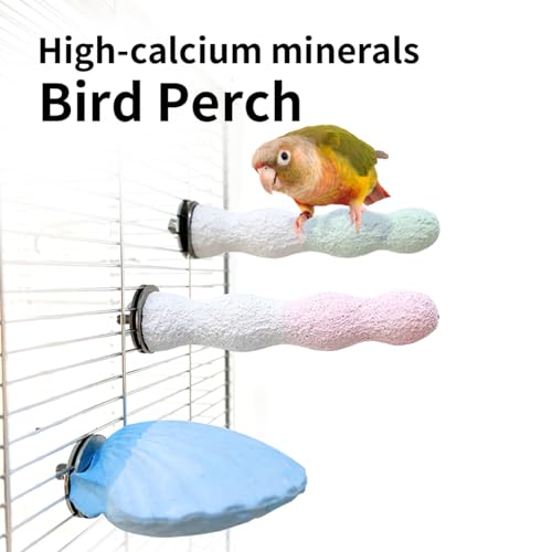 Parrot Perch Bird Perches for Cage Parrot Beak Grinding Stone Rough Surface High Calcium Mineral Colorful Cement Perch Bird Cage Accessories (Purple, Coral) - color: Coral Purple