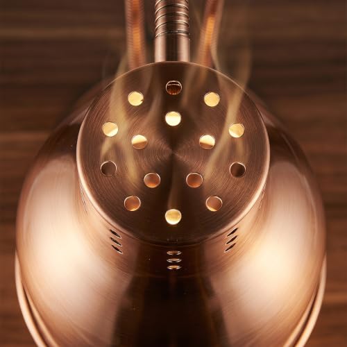 Dual Heads Food Heat Lamp with 500w Bulb Food Warmer Infrared Heating Lamp Countertop Restaurant Kitchen (Double Head(Copper))