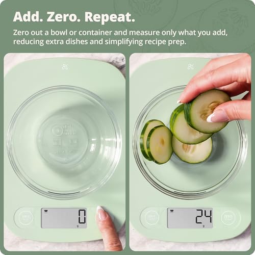 Greater Goods Food Scale, Slim & Compact Build, 1g Precision (Sage Green) | Digital Kitchen Scale for Cooking, Meal Prep & Portion Control, Tare, Auto Shut-Off, g/oz/lb/ml Conversion & Calorie Tracking - color: Sage Green