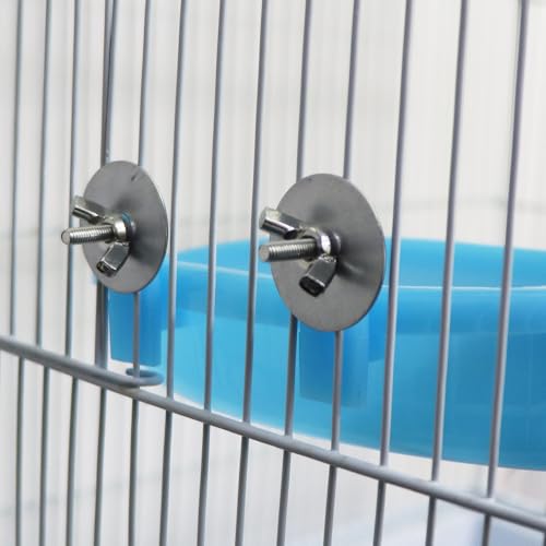 Cage Bird Bath with Mirror Bells Fun Play Bathing Toy for Parrots Budgies Small Birds