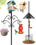 92 Inch Squirrel Proof Bird Feeder Pole with Baffle, 7-Prong Base Heavy Duty Bird House Pole with Shepherd Hooks for Outdoors Adjustable Yard Bird Feeding Station for Hanging Camera Bird Feeders Plant