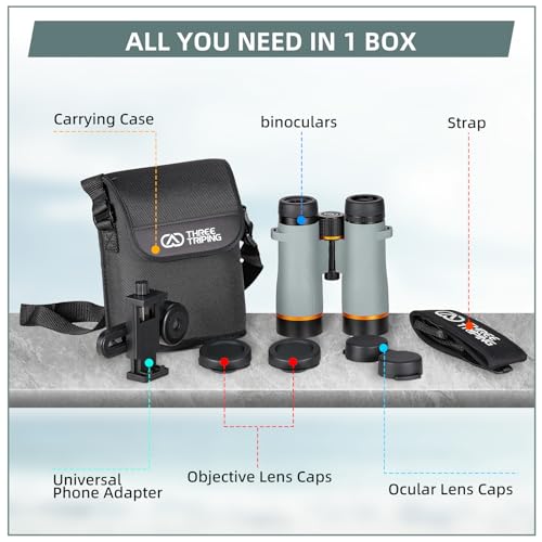 10x42 ED Binoculars for Adults High Powered with Phone Adapter, Waterproof Binoculars with ED Lenses, Super Bright Clear for Bird Watching, Hiking, Cruise Ship, Wildlife Viewing and Outdoor Activities