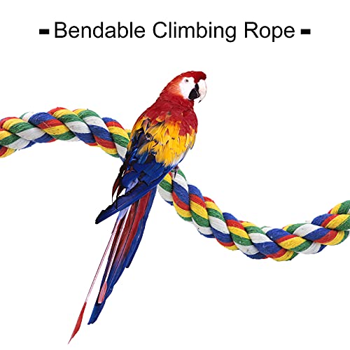 WishLotus Bird Perches, Parrot Colorful Climbing Rope Swing Toys Parrot Stand with Bell and Hanging Clip for Parrots, Budgies, Macaws, Parakeets, and Other Small Birds. (100cm) - size: 100cm