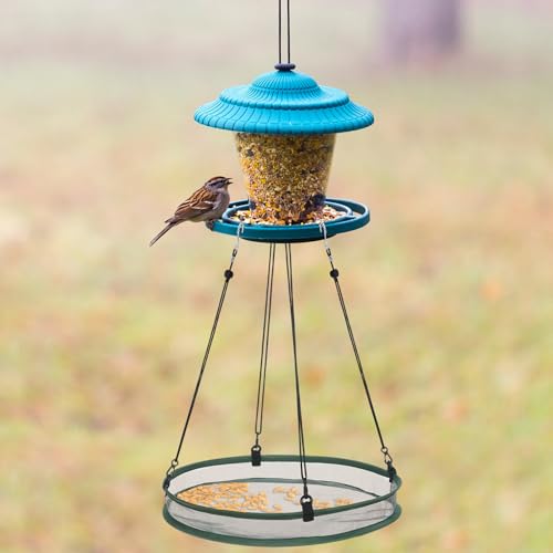 FoldTier 1 Pieces Universal Wild Bird Seed Catcher Hanging Hoop Platform Bird Seed Catcher Tray for Hummingbird Feeders Bee Feeder Outdoor Garden Accessories (16 Inch) - size: 16 Inch